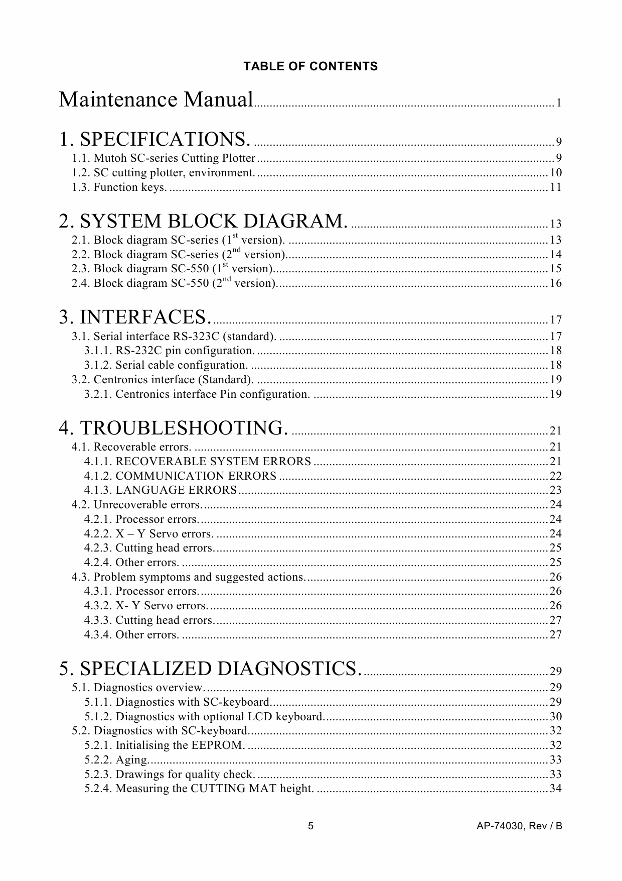 MUTOH SC 550 650 750 1000 1300 MAINTENANCE Service and Parts Manual-2 MUTOH SC 550 650 750 1000 1300 MAINTENANCE Service and Parts Manual-2